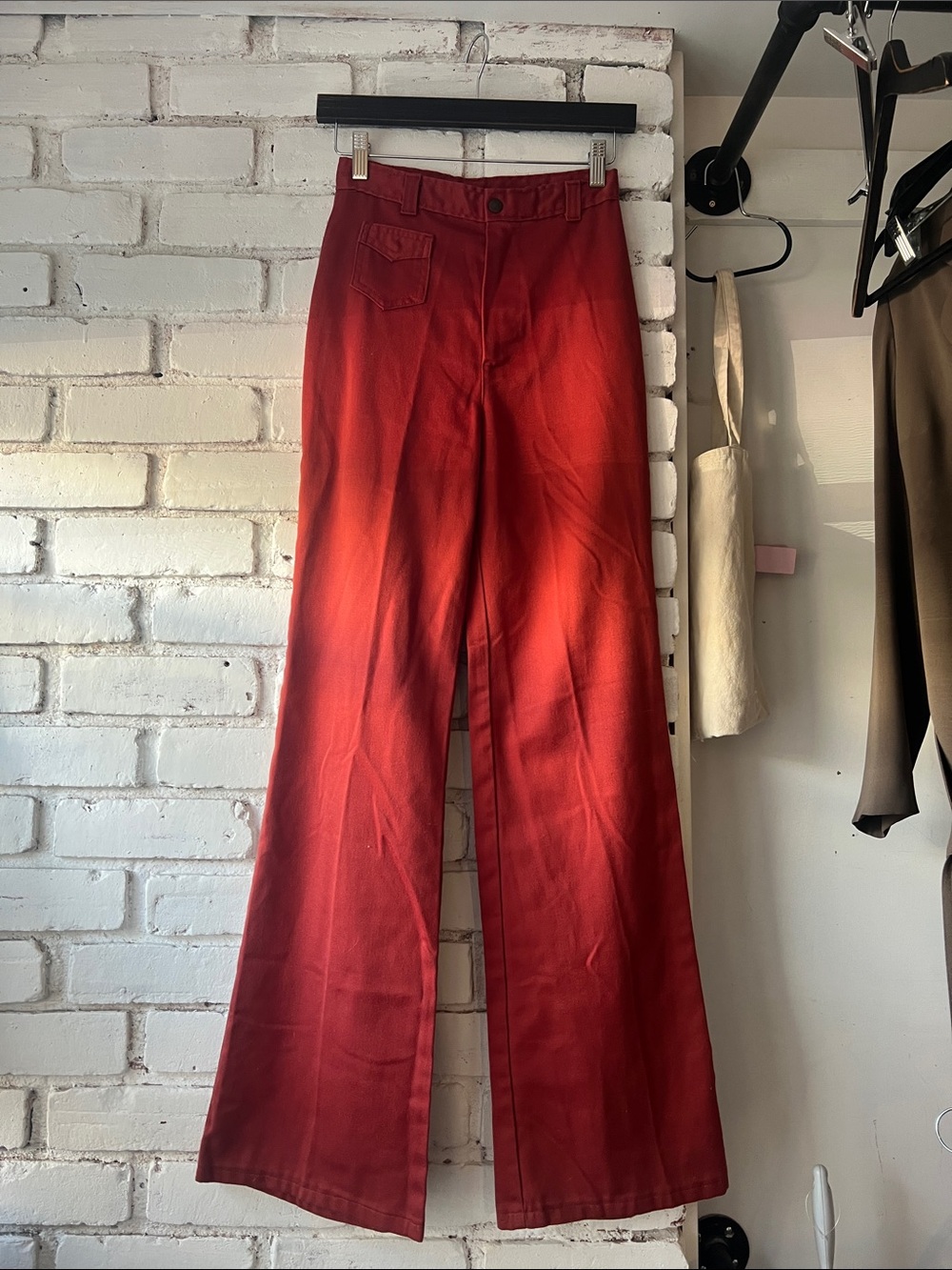 Rust Orange Straight / Bell Bottom 70s Twill Pants 5 pocket jean trousers